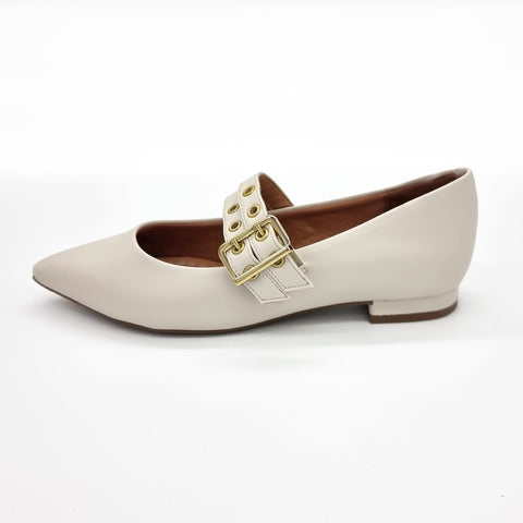 Sapatilha Vizzano 1206-295 Bico Fino Mary Jane com Tachas Off White