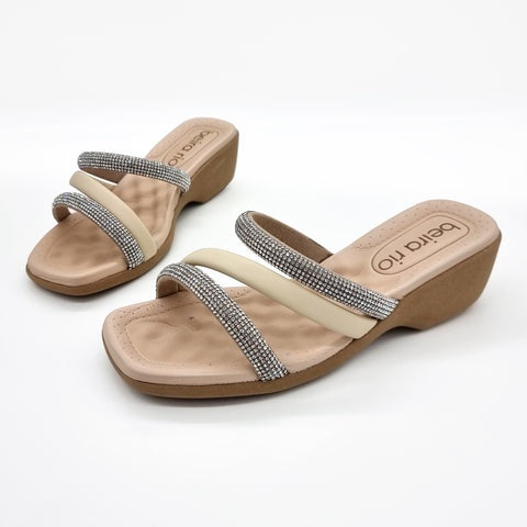 Sandália Rasteira Beira Rio 8527-107 Sem Cadarço (Slip-on) Creme
