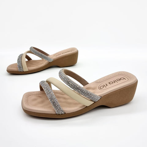Sandália Rasteira Beira Rio 8527-107 Sem Cadarço (Slip-on) Creme