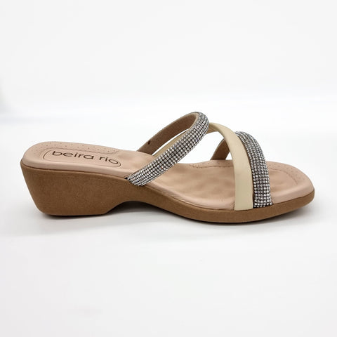 Sandália Rasteira Beira Rio 8527-107 Sem Cadarço (Slip-on) Creme
