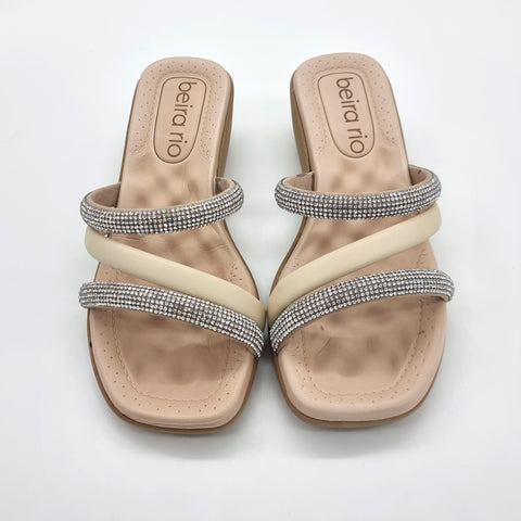 Sandália Rasteira Beira Rio 8527-107 Sem Cadarço (Slip-on) Creme