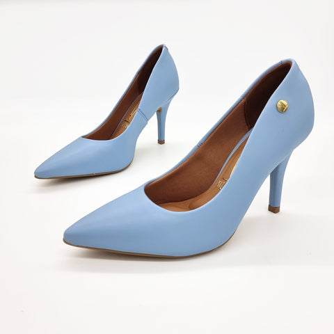 Scarpin Vizzano 1184-1101 Bico Fino Salto Alto Napa Azul Celeste