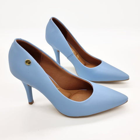 Scarpin Vizzano 1184-1101 Bico Fino Salto Alto Napa Azul Celeste