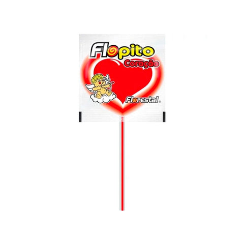 Pirulito Flopito Coração Vermelho Florestal 500g