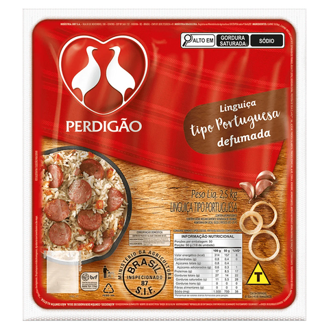Linguiça Portuguesa Defumada Perdigão 2,5kg - MEUBRASILONLINE