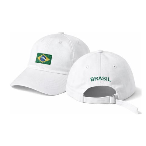Boné Brasil Bandeira Bordado Ajustável Aba Curva Unissex