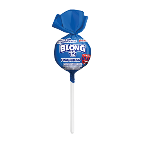 Pirulito c/ Chiclete Blong 12 Framboesa Blue 600g Peccin