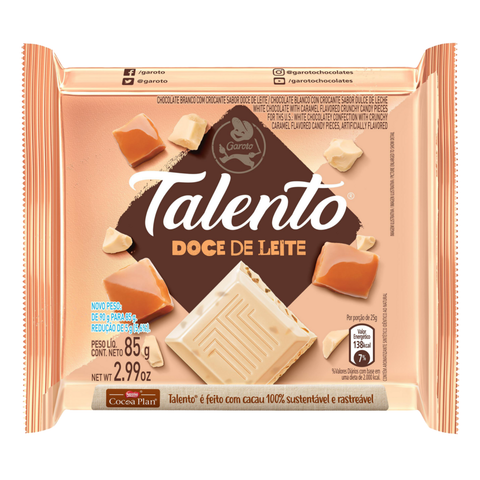 Chocolate Talento Branco Com Doce De Leite Garoto 3 x 90g