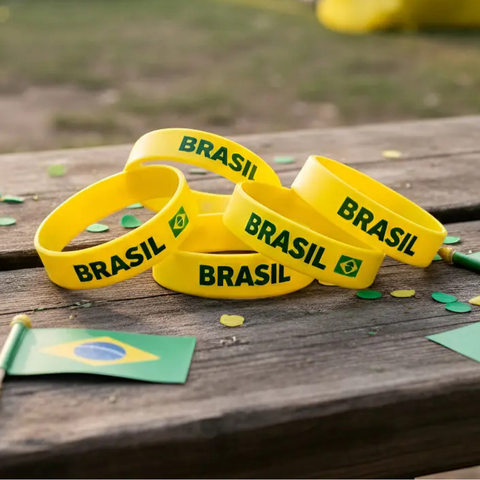 Kit 10 Pulseiras Silicone Brasil Verde e Amarelo Copa 2026