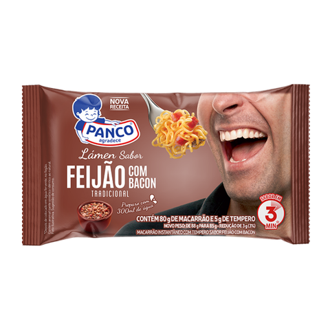 KIT 3 MIOJO PANCO SABOR FEIJÃO COM BACON 85G