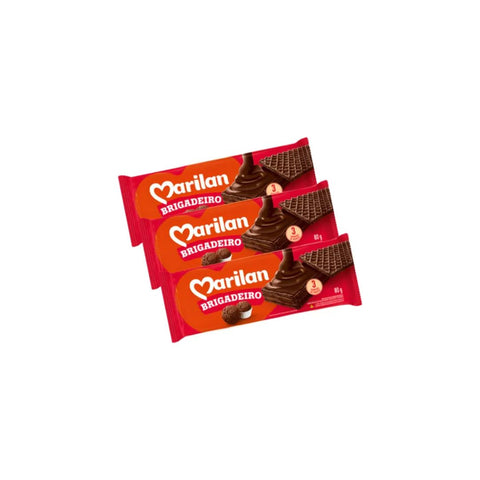 Marilan Biscoito wafer recheado Brigadeiro 80g Kit 3x80 g