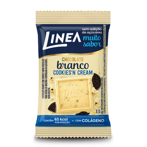 Mini Chocolate Branco c/ Cookies Zero Açúcar Linea Caixa 15x13g
