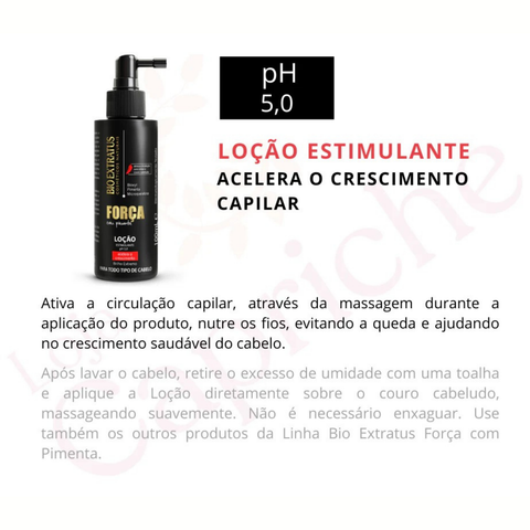 Loção Estimulante Força Com Pimenta Bio Extratus De 100ml Antiqueda