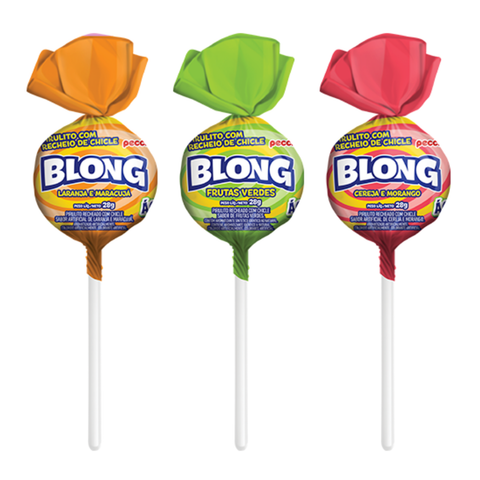 Pirulito c/ Chiclete Blong Gigante Ácido Sortido 672g Peccin