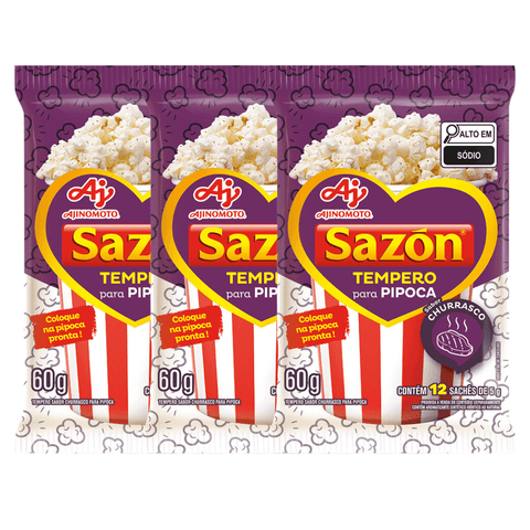 Tempero Em Pó SAZÓN® Pipoca 3un x 60G - Sabores