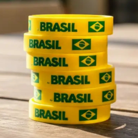 Kit 10 Pulseiras Silicone Brasil Verde e Amarelo Copa 2026