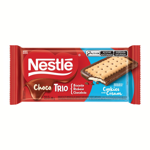Chocolate Choco Trio Biscoito Recheio Ao Leite 3x90g - Nestle