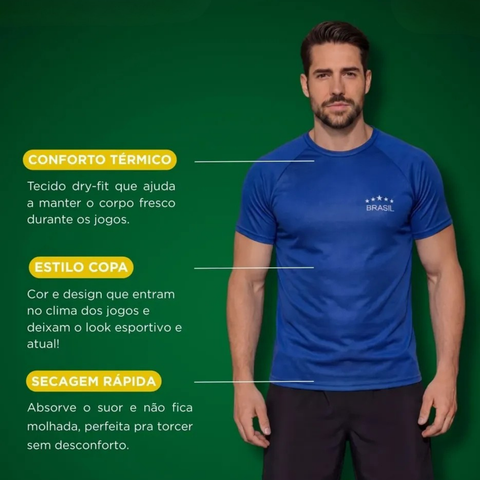 Kit 4 Camisetas Brasil Copa 2026 Dry Fit Raglan Masculina
