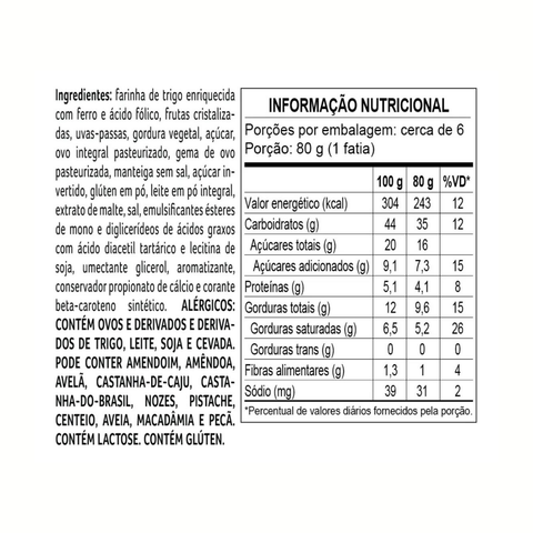 Panetone Frutas 450g Natal Ceia Presente Cacau Show