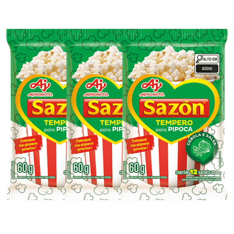 Tempero Em Pó SAZÓN® Pipoca 3un x 60G - Sabores