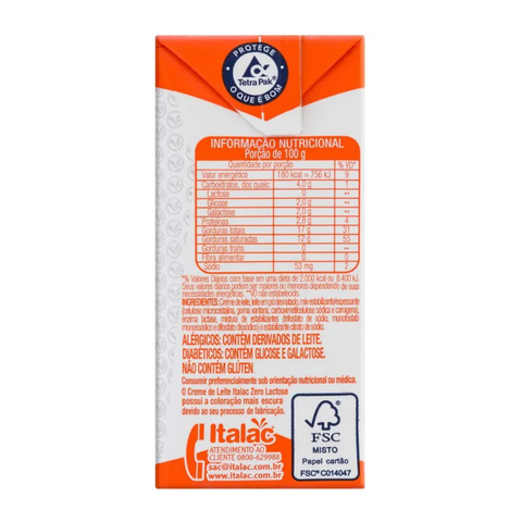Creme de Leite Leve Zero Lactose 200g Italac