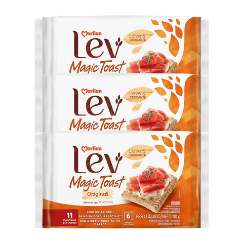 Kit 3 Torrada Lev Magic Toast Original 110g