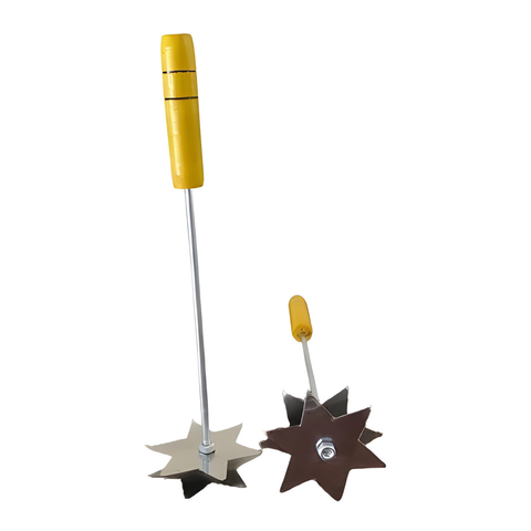 Amassador De Feijão Duplo Inox (estrela) Cabo Madeira 30cm