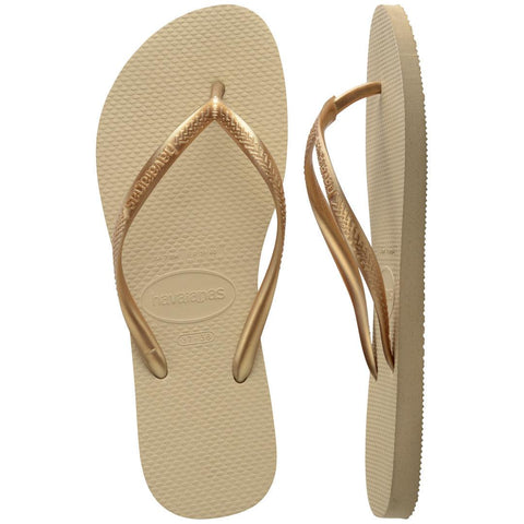 Chinelo Havaianas Slim Tradicional Areia/Dourado