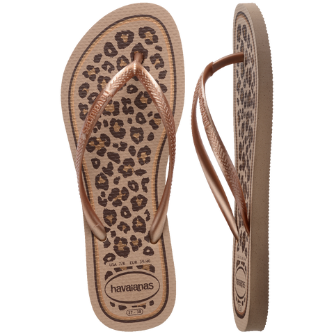 Chinelo Havaianas Slim Animals Rosê Gold