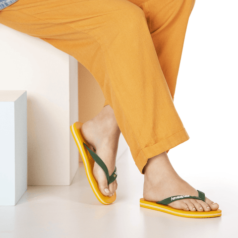 Chinelo Havaianas Brasil Logo Amarelo/Verde