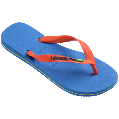 Chinelo Havaianas Brasil Logo Azul/Coral