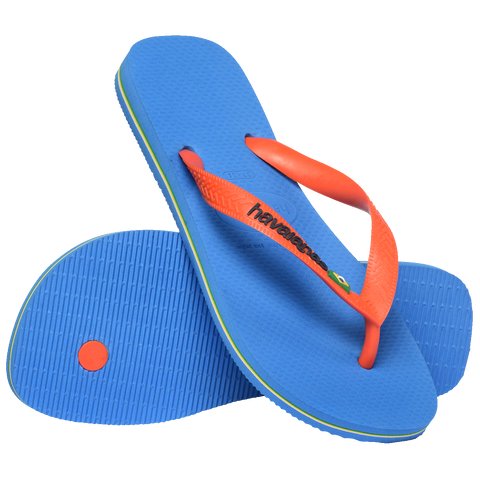 Chinelo Havaianas Brasil Logo Azul/Coral