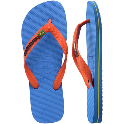 Chinelo Havaianas Brasil Logo Azul/Coral