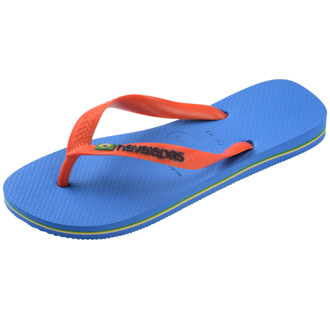 Chinelo Havaianas Brasil Logo Azul/Coral