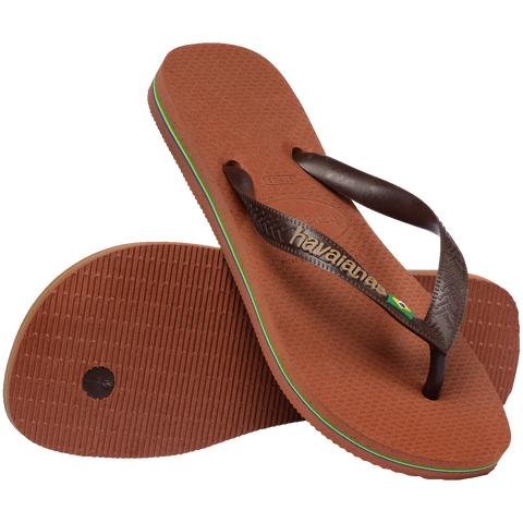 Chinelo Havaianas Brasil Logo Ferrugem/Café