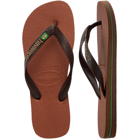 Chinelo Havaianas Brasil Logo Ferrugem/Café