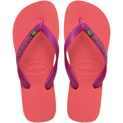 Chinelo Havaianas Brasil Logo Coral/Roxo