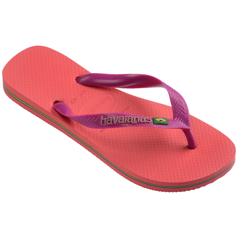 Chinelo Havaianas Brasil Logo Coral/Roxo