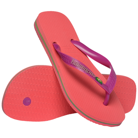 Chinelo Havaianas Brasil Logo Coral/Roxo