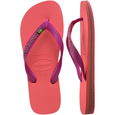 Chinelo Havaianas Brasil Logo Coral/Roxo