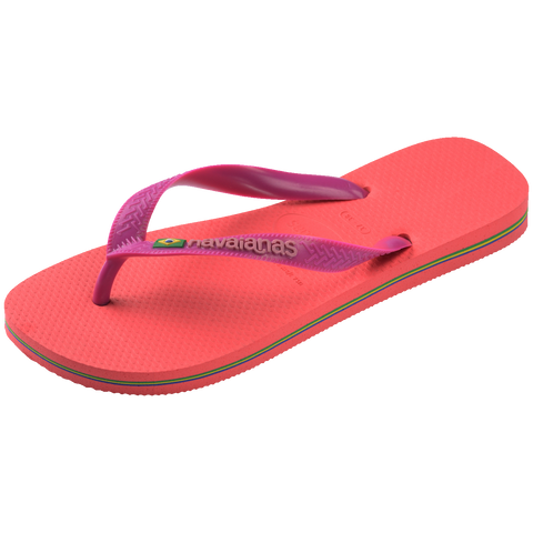 Chinelo Havaianas Brasil Logo Coral/Roxo
