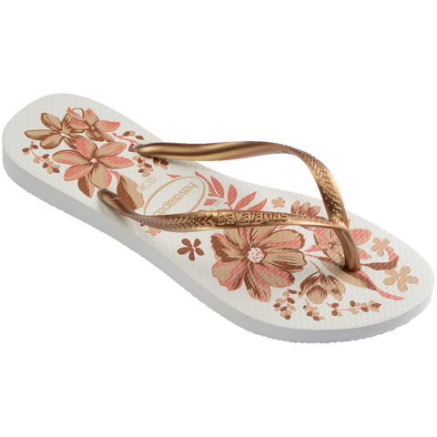 Chinelo Havaianas Slim Organic Branco/Dourado