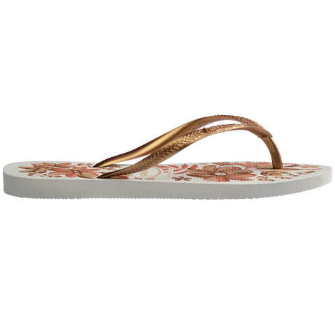 Chinelo Havaianas Slim Organic Branco/Dourado