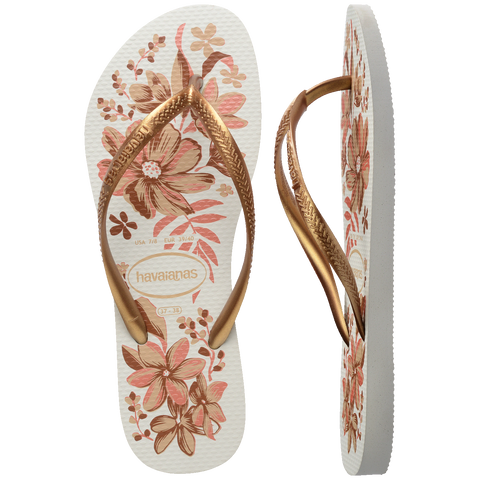 Chinelo Havaianas Slim Organic Branco/Dourado