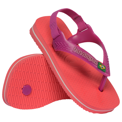 Chinelo Havaianas Baby Brasil Logo Coral/Rosa