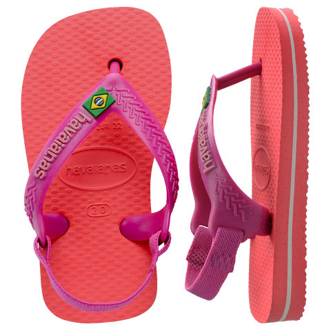 Chinelo Havaianas Baby Brasil Logo Coral/Rosa