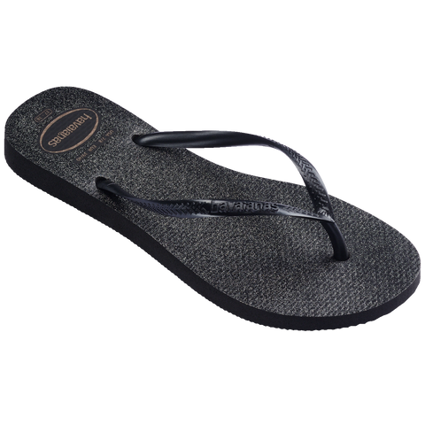 Chinelo Havaianas Slim Gloss Preto/Prata