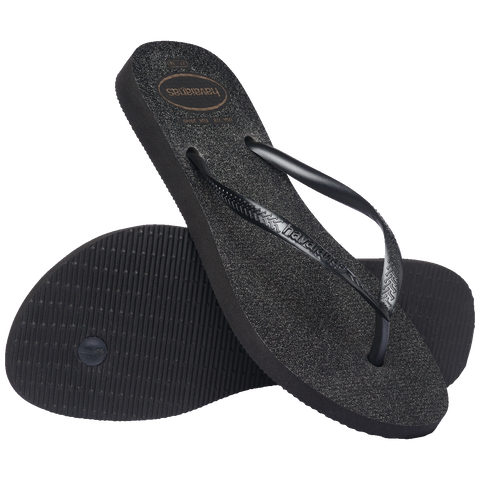 Chinelo Havaianas Slim Gloss Preto/Prata