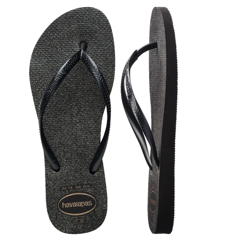 Chinelo Havaianas Slim Gloss Preto/Prata