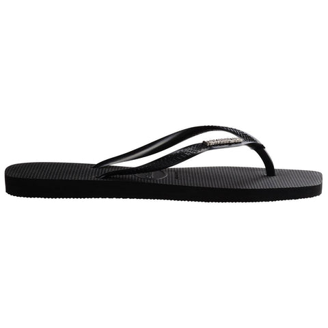 Chinelo Havaianas Slim Square Logo Pop Metallic Preto